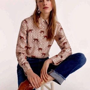 J crew silk tiger print button up